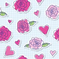 seamless pattern of roses and hearts vector eps 10