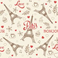 Paris hand drawn seamless pattern vector N2