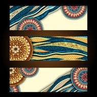 Abstract vector hand drawn ethnic pattern card set N2
