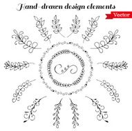 Hand Drawn wreath and design elements N2