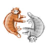 Cute orange and grey cats sketch for your design