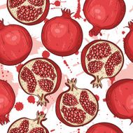 Seamless pattern with hand-drawn pomegranate N14