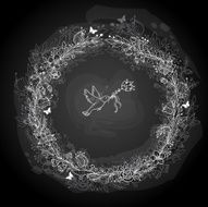 Frame of flowers on a black background