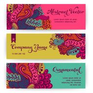 Vector stylish floral banners Bright doodle cartoon cards in ve N3