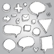 Vector set banners arrows symbols sketch contour pen black white