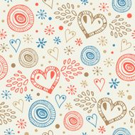 Abstract decorative seamless background with fly hearts