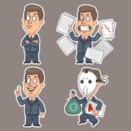 Fun businessman stickers concept set 3