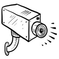 CCTV security camera vector sketch