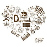 Danish symbols in heart shape concept