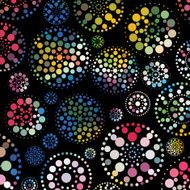abstract colorful polka dots pattern with black background