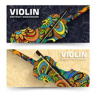 Hand drawn art abstract violin banners of the ornament