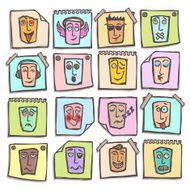 Sketch emoticons stickers set