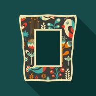 Vintage photo frame with colorful birds and flowers