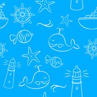 Sea And Holiday Doodles Seamless Pattern N2