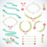 Set of retro ribbons and frames N10