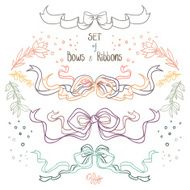 Set of ribbon bows and flowers