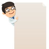 Doctor looking at blank poster N2
