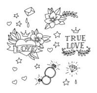 Set of hand drawn tattoo elements