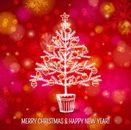 red background with christmas tree