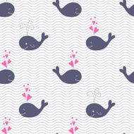 Cute cartoon whales seamless pattern N2