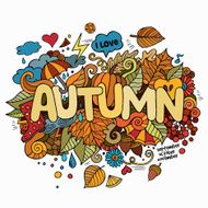 Autumn hand lettering and doodles elements background N9