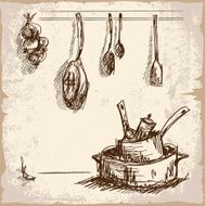 Hand drawn Kitchen Tools Set N2