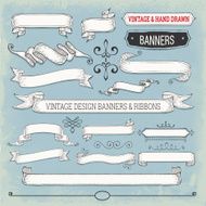 Hand Drawn Retro Labels and Ribbons N9