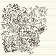 Variety of hand drawn floral doodles on lined paper