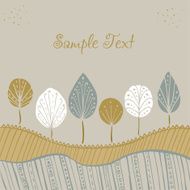 Greeting card with decorative ornamental autumn trees