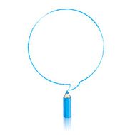 Blue Pencil Drawing Round Speech Balloon