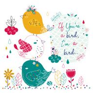 bird in the garden illustration