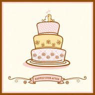 Tiered Wedding Cake With Love Birds