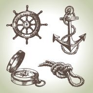 Sea set of nautical design elements N2