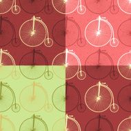 Set of abstract vintage bicycle seamless background patterns 005