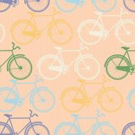 Seamless pattern of colorful bicycles Flat style
