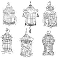 Hand Drawn Antique Bird Cages