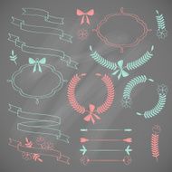 Set of retro ribbons and frames N11