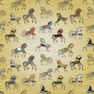 ethnic horse galloping on a background wave