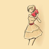 Elegant woman with clutch N3