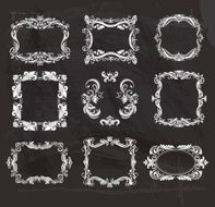 Set of vintage frames on the chalkboard
