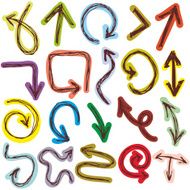 Decorative Hand dravn Sketch Doodle colorful arrows on white background