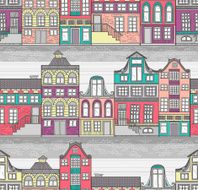 Cute Amsterdam houses seamless pattern
