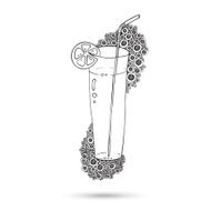 Wine Glass With The Doodle Circular Pattern Grunge Background N5