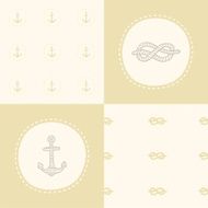 Set of marine patterns and card templates