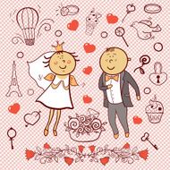 Romantic collection Cute wedding vector set