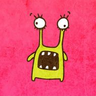 Surprised alien Monster Cartoon Illustration Doodle Design Paper Background