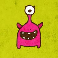 One eyed alien Monster Cartoon Illustration Doodle Design Paper Background