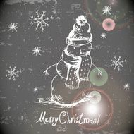 Hand-drawn vintage greeting card with snowman N3