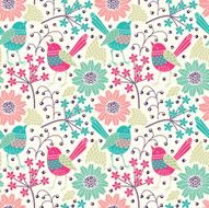 Seamless floral pattern with birds N22