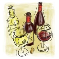 Wine bottle and glasses N5